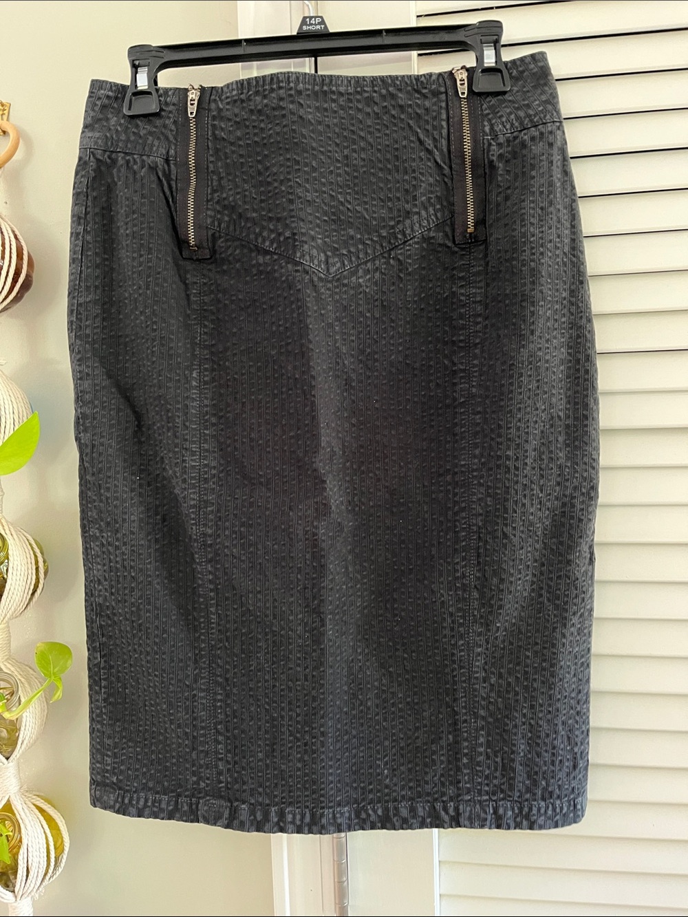 Ulla Johnson Black Textured Pencil Skirt with Dual Zips